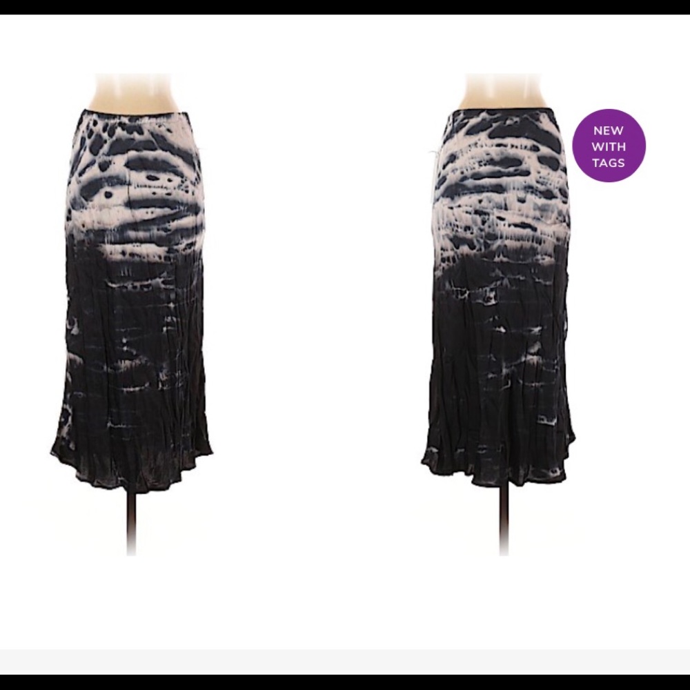 🔥🔥YFB Watercolor Navy Blue Green Silk Skirt NWT